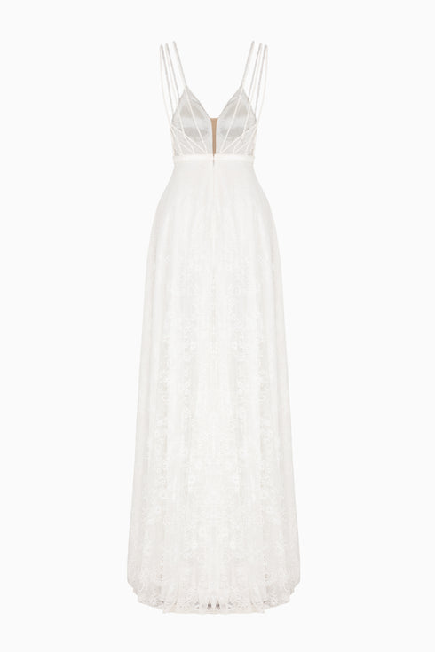 French Lace Wedding Dress With Decollete Chest And Back